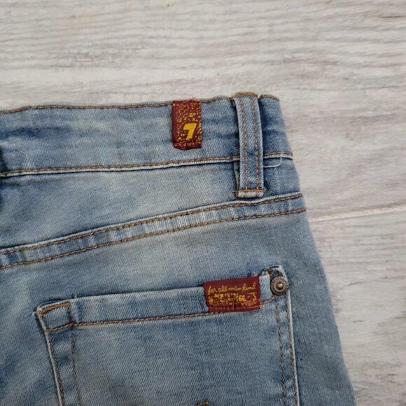 7 For All Mankind Denim Shorts Girl's 10  Youth Jean Bermuda Rolled Cuffs NWT - Picture 4 of 4